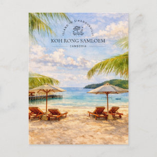 Postal Festiva Koh Rong Samloem Camboya, Acuarela Amante de la Na
