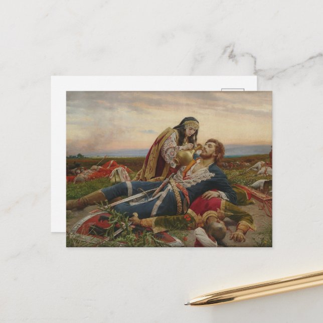 Postal Festiva Kosovka Devojka Urosa Predica - La dama de Kosovo (Anverso/Reverso In Situ)