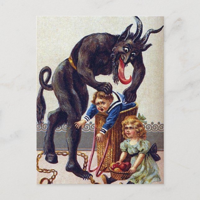 Postal Festiva Krampus Antiguo Espeluznante (Anverso)
