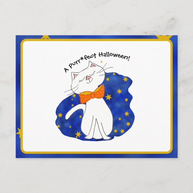 Postal Festiva Kute Kitty Cat Starry Night Halloween (Anverso)