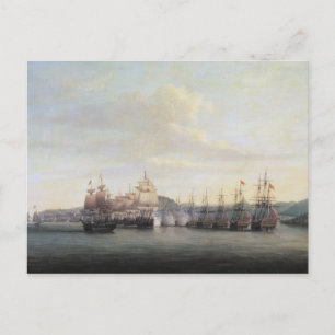 Postal Festiva La acción de Barrington en Santa Lucía, 1778