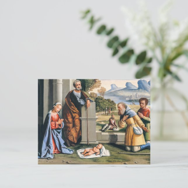 Postal Festiva La adoración de los pastores-navidades (Anverso de pie)