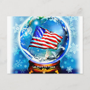 Postal Festiva La bandera americana del Año Nuevo en globo de la