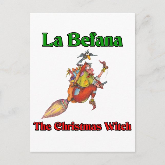 Postal Festiva La Befana La Bruja de los Navidades. (Anverso)