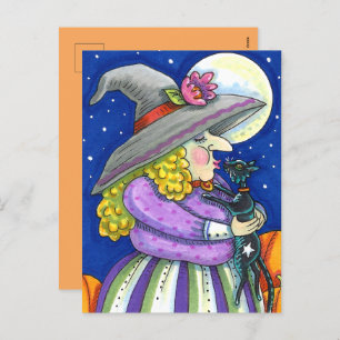 POSTAL FESTIVA LA BRAZA ES PEQUEÑA CON KITTEN, GATO NEGRO KISSES