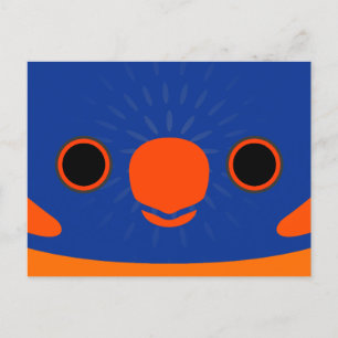 Postal Festiva La cara de un lorikeet de color rojo