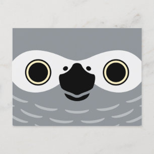 Postal Festiva La cara de un loro gris africano