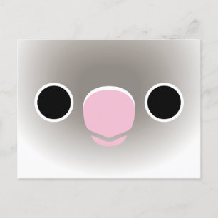 Postal Festiva La cara de un pájaro amoroso azul pastel