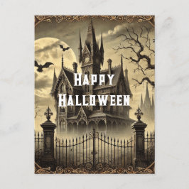 Postal Festiva La casa victoriana embrujada feliz Halloween
