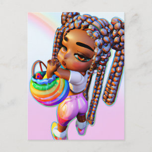 Postal Festiva La caza de huevos en Pascua Chica negro Chicas Mel