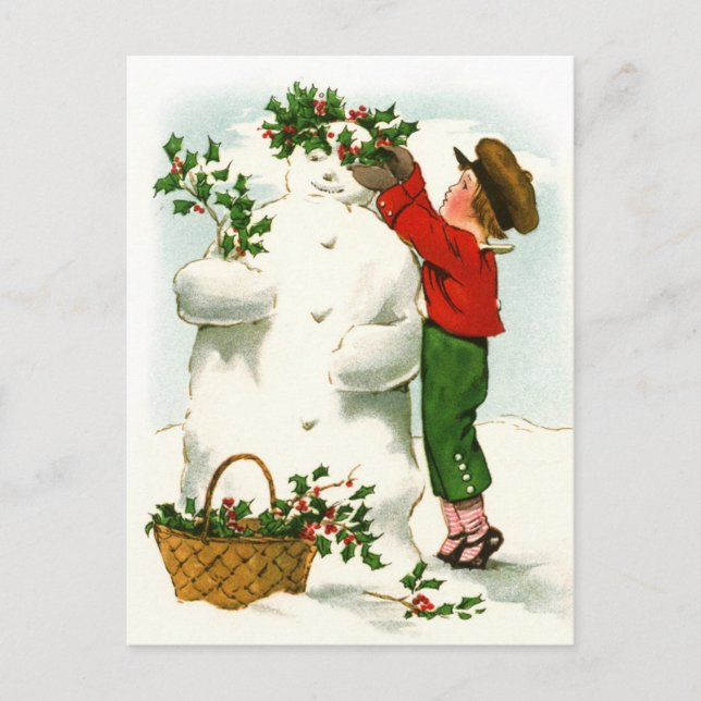 Postal Festiva La decoración del hombre de nieve (Anverso)