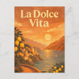Postal Festiva La Dolce Vita – Póster de viaje de la costa italia