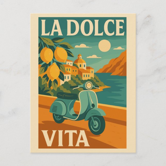 Postal Festiva La Dolce Vita - Viaje retro por la costa italiana (Anverso)
