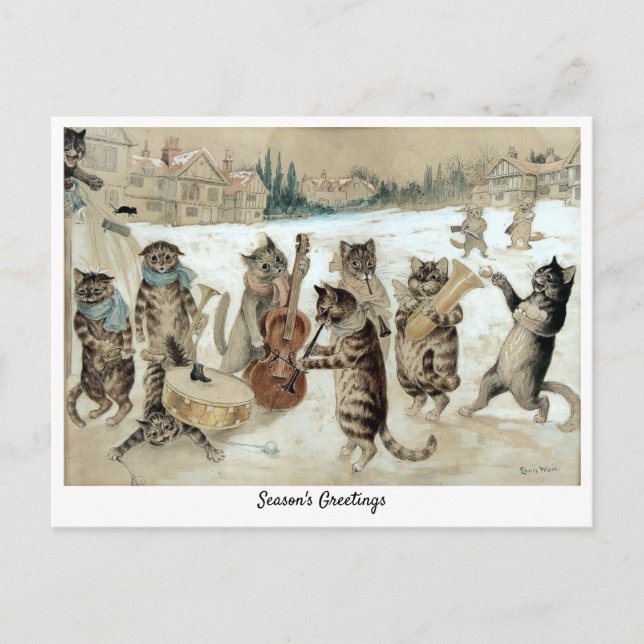 Postal Festiva La era victoriana cargando gatos de Louis Wain (Anverso)