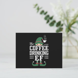 Postal Festiva La familia de elfos bebedores de café que combina 