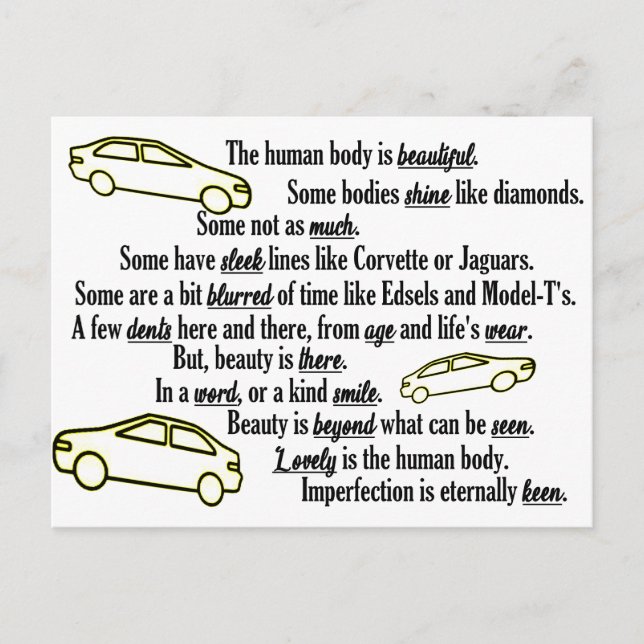 Postal Festiva La inperfección es la colección Keen (Anverso)