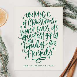 Postal Festiva La magia de los Navidades beige y verde no foto