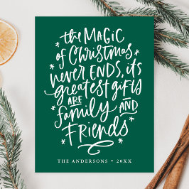 Postal Festiva La magia de los Navidades verde sin foto