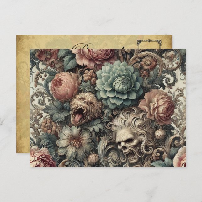 Postal Festiva La maldición del botánico - floral gótica victoria (Anverso / Reverso)