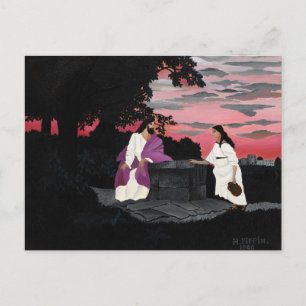 Postal Festiva La mujer en el pozo, famosa pintura