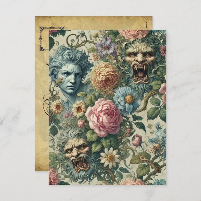 Postal Festiva La musa ceruleana - victoriano gótico (Anverso / Reverso)