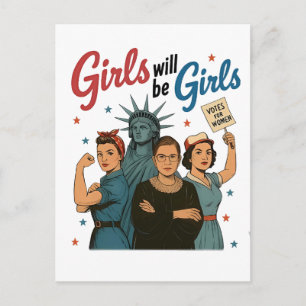 Postal Festiva La niña será feminismo igualdad derechos de las mu