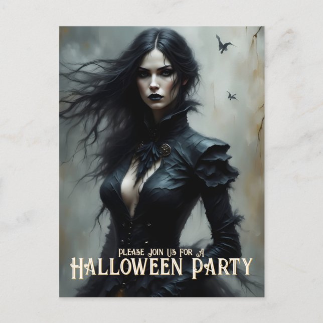 Postal Festiva La noche gótica de Halloween de la misteriosa invi (Anverso)