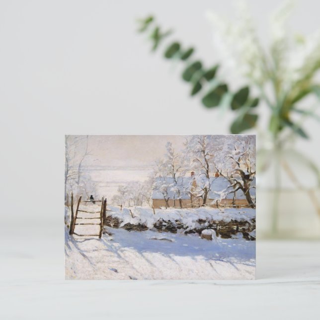 Postal Festiva La pintura magpie y monet famosa (Anverso de pie)