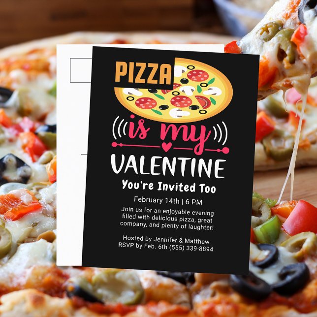 Postal Festiva La pizza es mi Fiesta gracioso de San Valentín (Pizza Is My Valentine Funny Party Holiday Postcard)