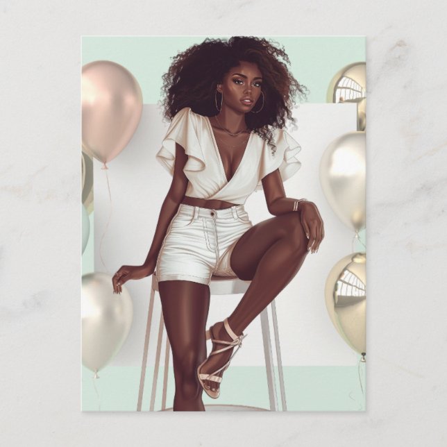Postal Festiva La reina negra afroamericana Melanin Sista Shopp (Anverso)