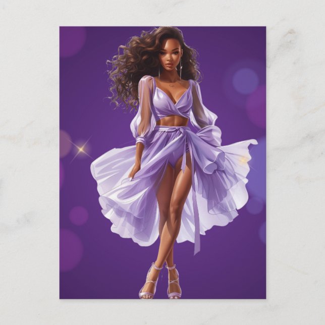 Postal Festiva La reina negra afroamericana Melanin Sista Shopp (Anverso)