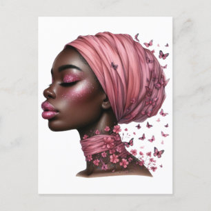 Postal Festiva La reina negra melanina sista amor de cumpleaños