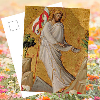Postal Festiva La Resurrección Cristiana Dorada Jesús La Pascua