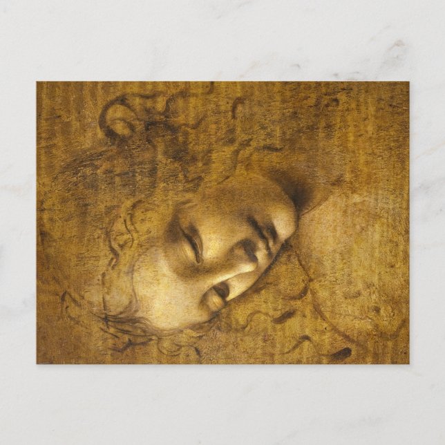 Postal Festiva La Scapigliata, 1508 por Leonardo da Vinci (Anverso)