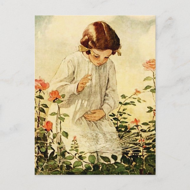 Postal Festiva La telaraña de Jessie Willcox Smith (Anverso)