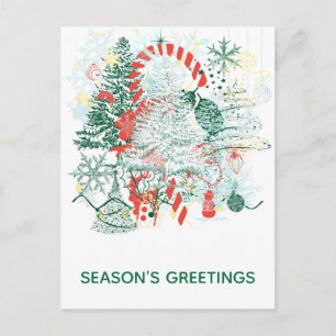 Postal Festiva La temporada saluda a todos los Navidades Verde Ro