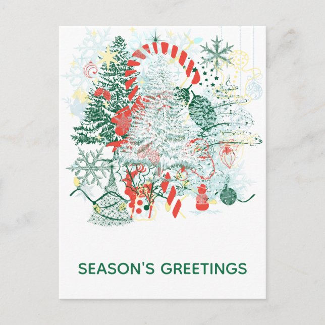 Postal Festiva La temporada saluda a todos los Navidades Verde Ro (Anverso)