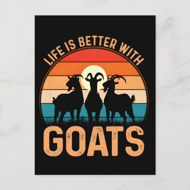 Postal Festiva La vida es mejor con cabras (Anverso)