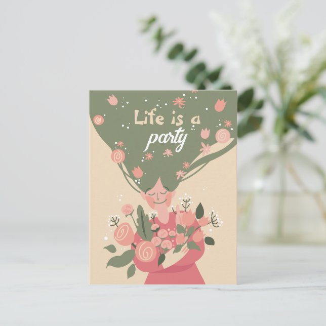 POSTAL FESTIVA LA VIDA PERSONALIZADA ES UNA FLORAL DE PRIMAVERA F (Anverso de pie)