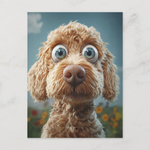 Postal Festiva Labradoodle australiano de ojos grandes