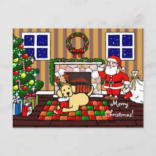 Postal Festiva Labrador amarillo y Personalizado de Navidades de
