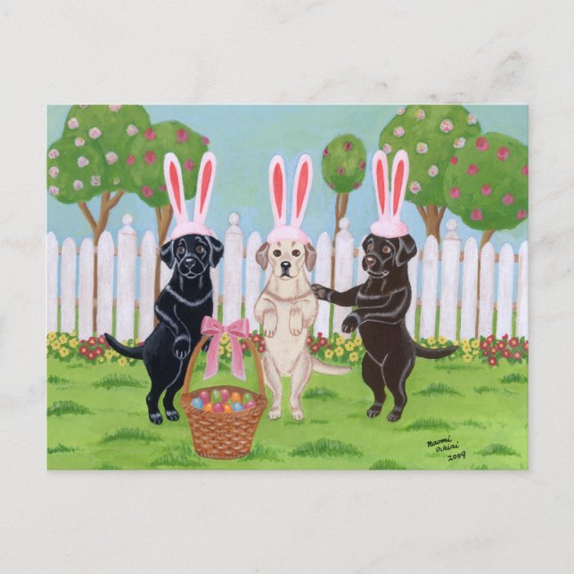 Postal Festiva ¡¡¡Labrador, conejitos de Pascua!!! (Anverso)