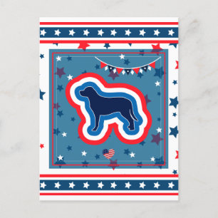 Postal Festiva Labrador Patriótico Rojo Blanco Y Azul 4 De Julio