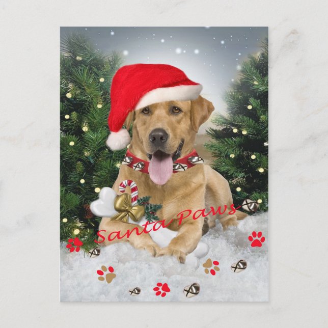 Postal Festiva Labrador Recuperar Santa Regalos (Anverso)