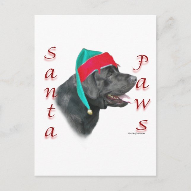Postal Festiva Labrador Retriever (blk) Santa Paws (Anverso)