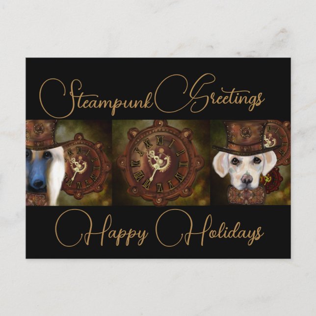 Postal Festiva Labrador Retriever Steampunk (Anverso)
