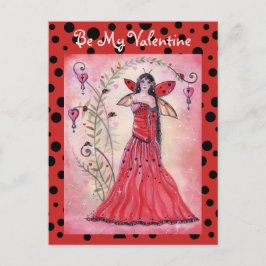 Postal Festiva Lady love bug valentine fairy postcard by Renee