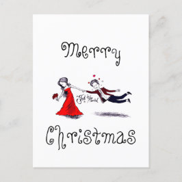 Postal Festiva Lady Pulling Husband Funny Boda