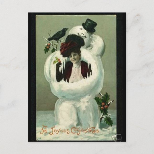 Postal Festiva Lady y Snowman (Anverso)