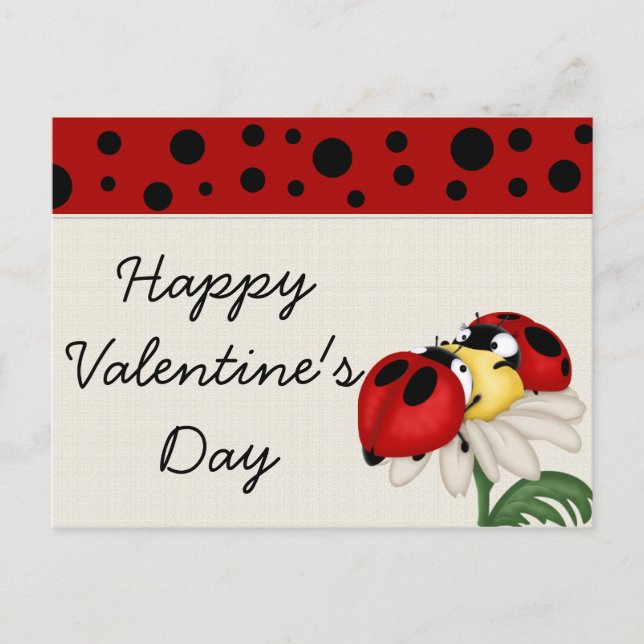 Postal Festiva Ladybugs Happy Valentine's Day Postcards (Anverso)